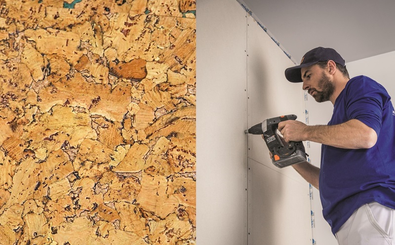 облицовка стен пробкой